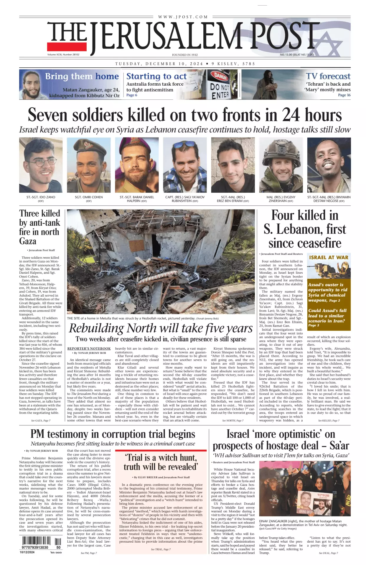 Prima-pagina-the jerusalem post-edizione-di-oggi-10-12-2024